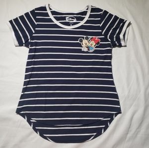 Disney Blue & White Striped Minnie Mickey Blouse M